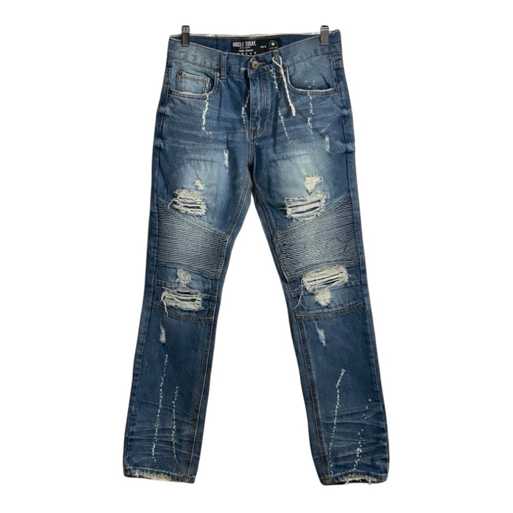 Smith & Graham Moto Distressed Jeans Paint Size 16